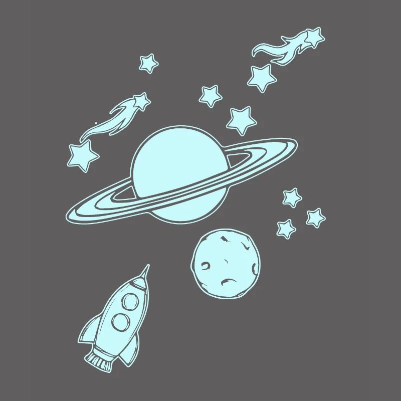 Planets with rockets in space