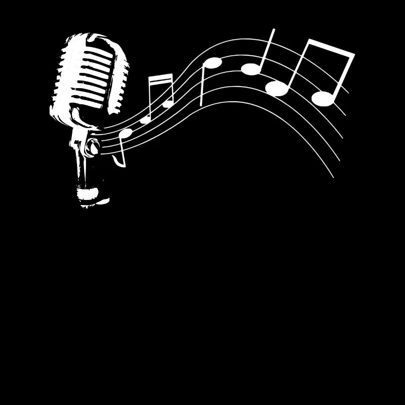 Retro music microphone with music notes