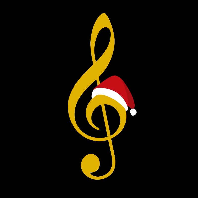 Clé de partition avec casquette de Noël musicien Present