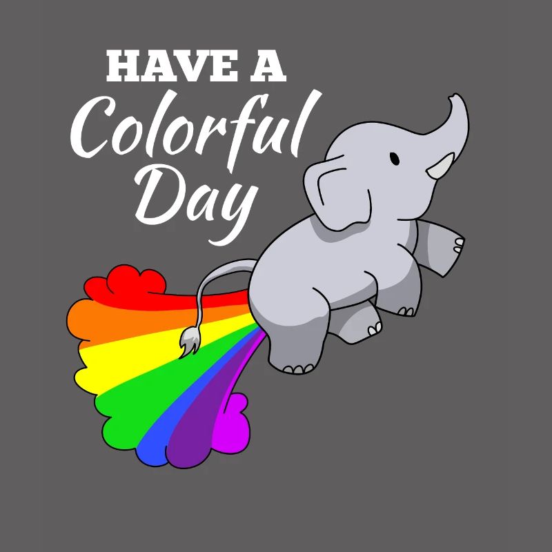 Elefant Witz Comic Illustration Regenbogen