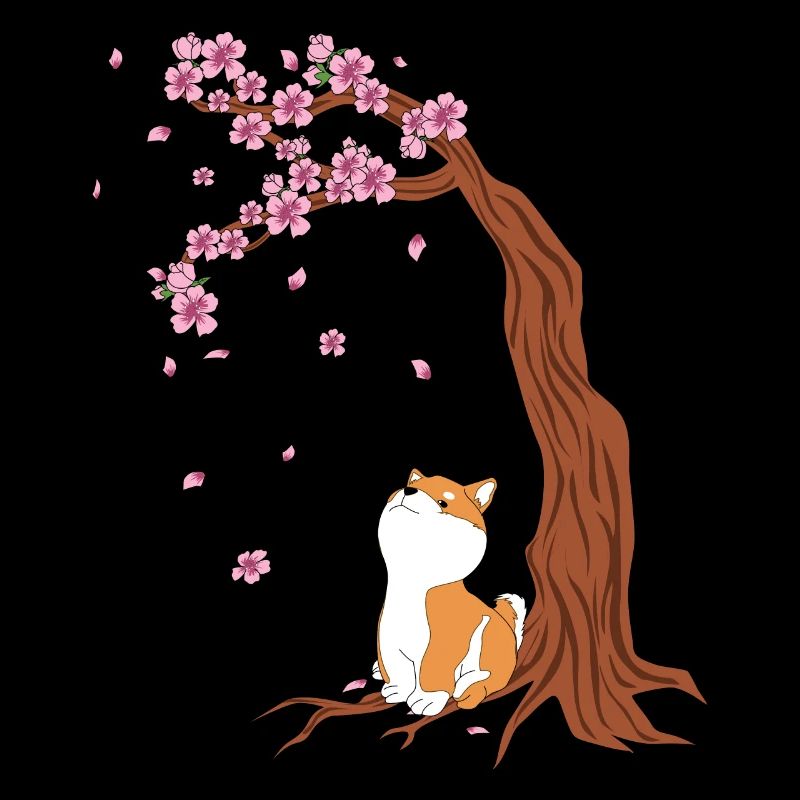 Cherry blossoms Shiba Inu