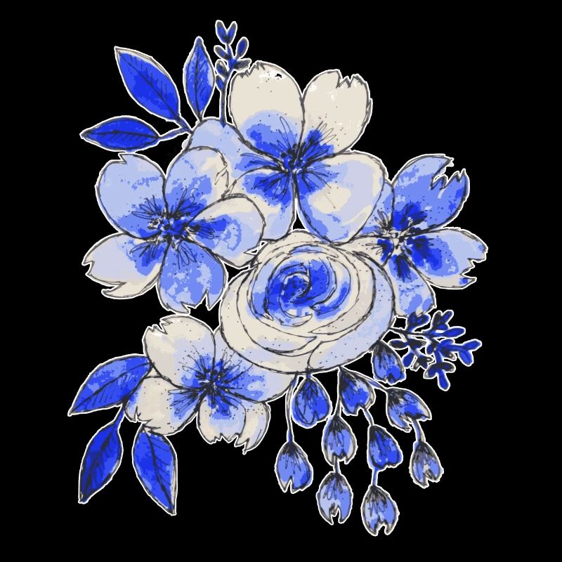 Bouquet bleu et blanc de fleurs