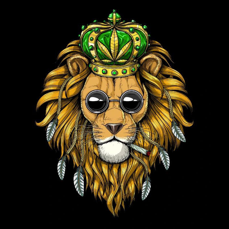 Löwe Hippie Stoner, der Unkraut raucht