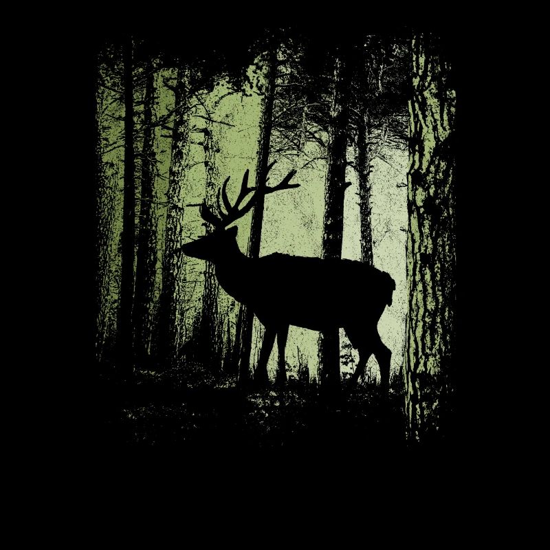 Dusk forest fallow deer stag silhouett