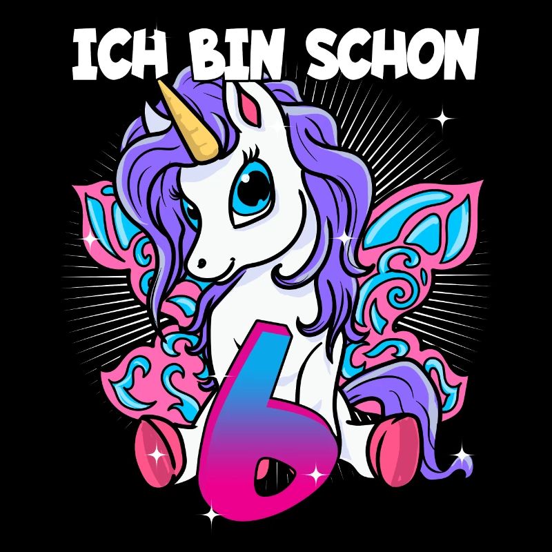 Ich bin schon 6 Einhorn Geburtstag Pferd Geschenk