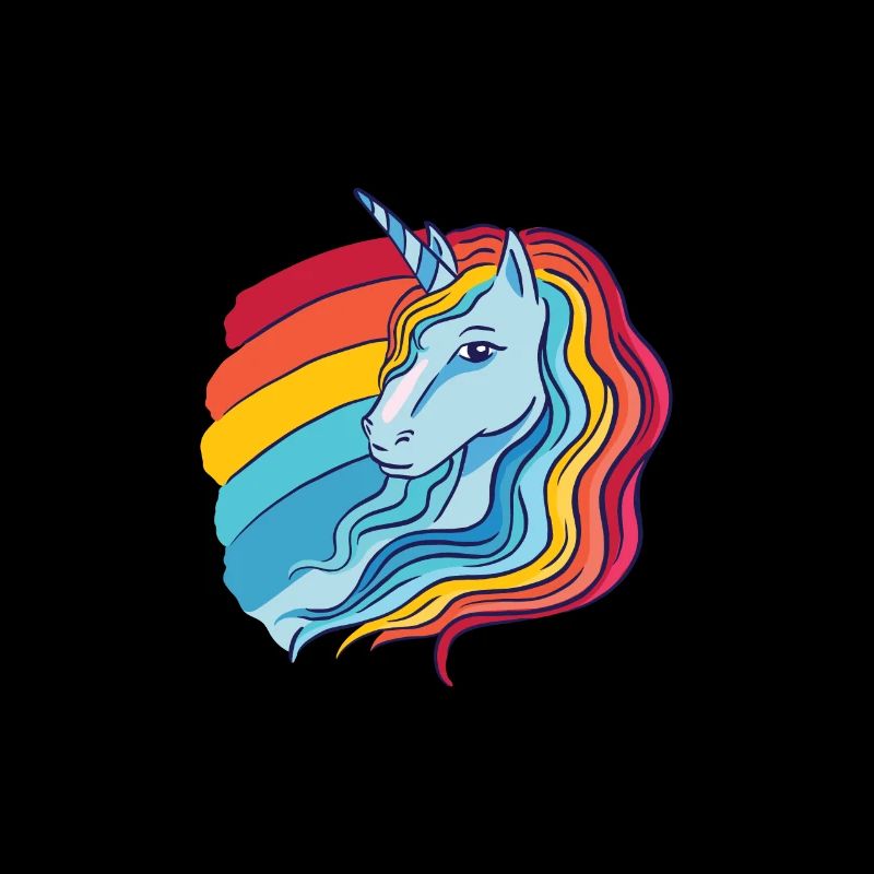 Regenbogen Einhorn weiblich mit Regenbogen Haar