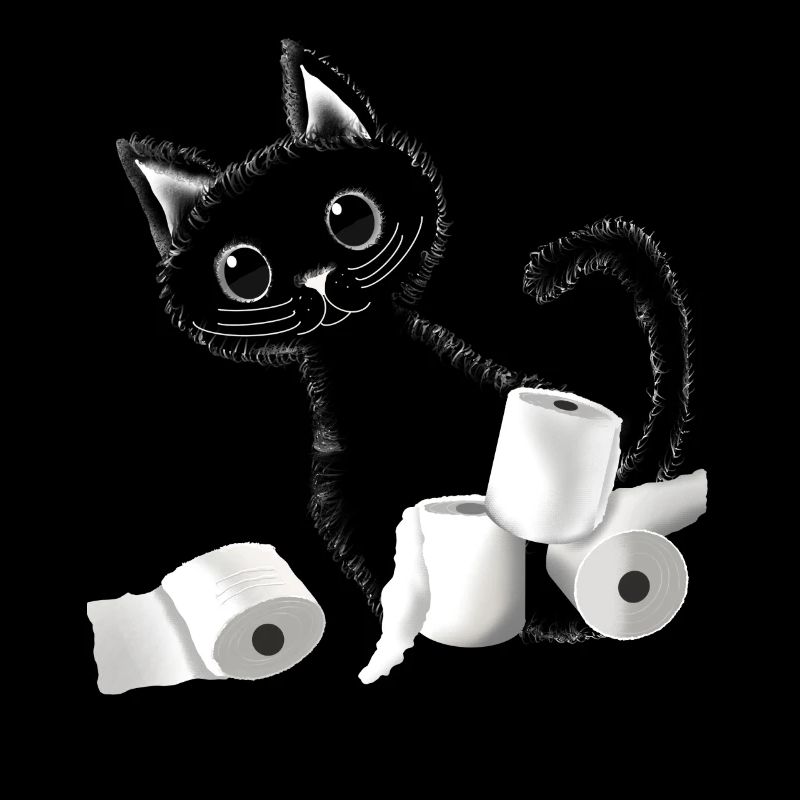 Conception de papier toilette chat noir gueule de bois