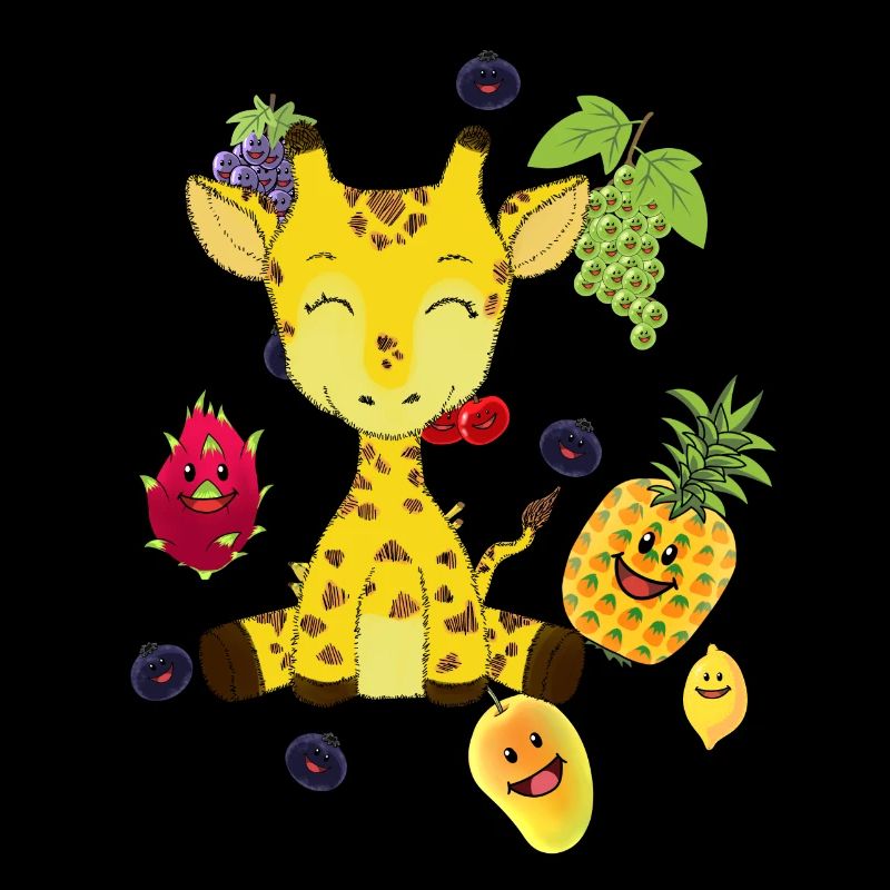 Giraffe, fruit, fruits, snacking, vitamins, wild animals