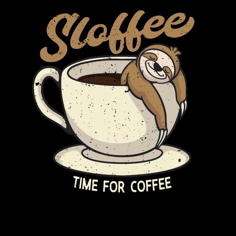 Jeu de mots Sloffee Paresseux Dort Dans le café