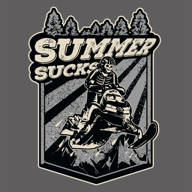 Summer Sucks Snowmobile Skeleton Snowmobiling