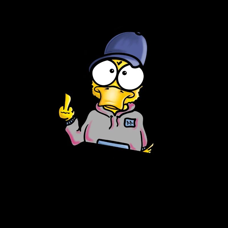 Ente mit Cap Mittelfinger
