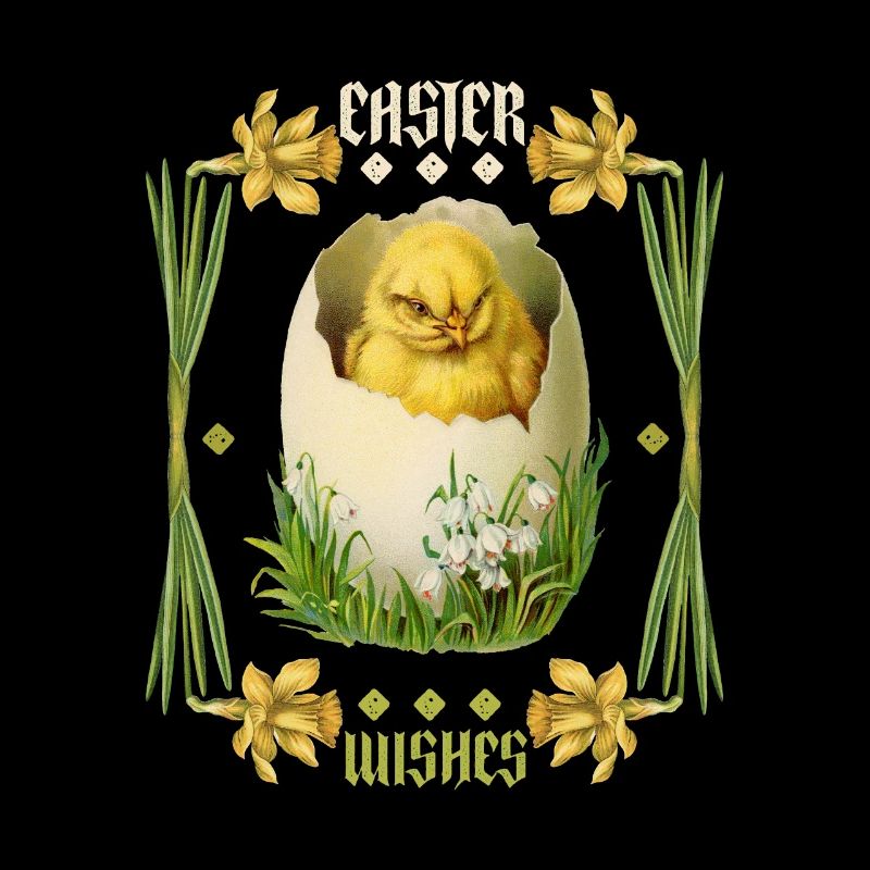 Easter, Happy Easter, Retro Vintage Egg Chicks