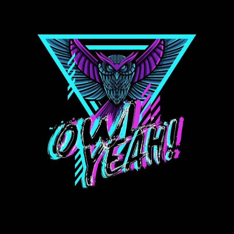 Owl Ouais Neon Retro 80s Oiseau Mignon