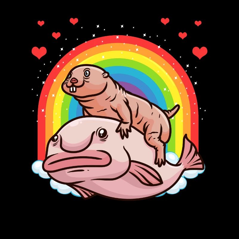 Funny blobfish with naked mole