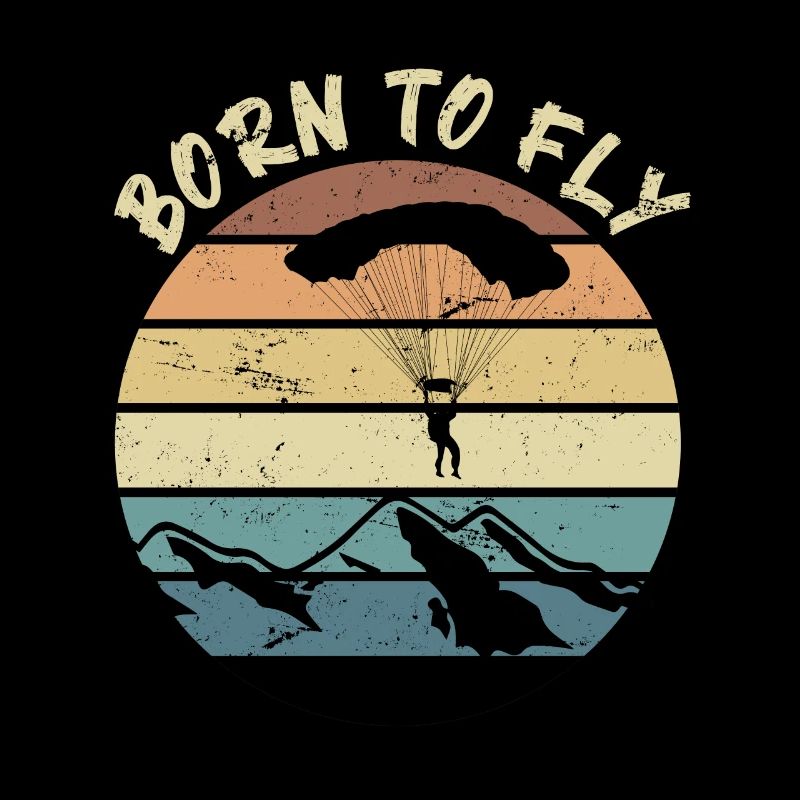 Skydiver Sort Born to Fly Parachutistes