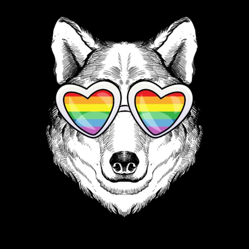 LGBTQ Rainbow Regenbogen Wolf Gay Pride Geschenk