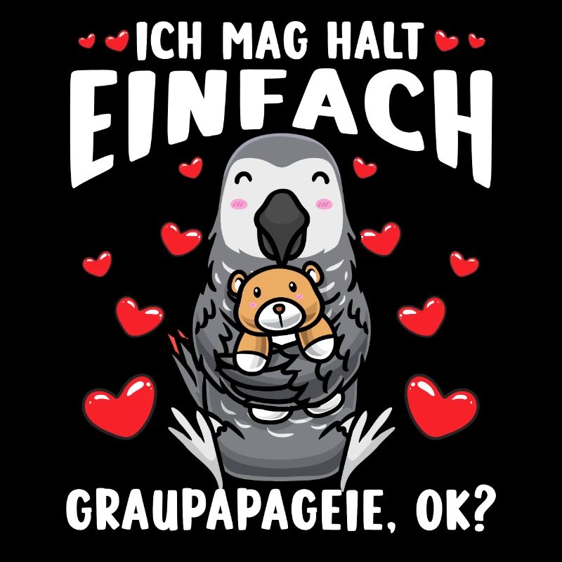 Graupapagei Kuscheltier Kawaii Herz Vogel Kongo