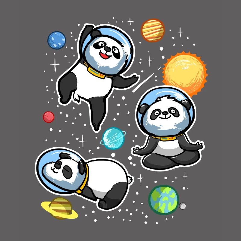Lazy Space Pandas Astronauts Universe With Planets
