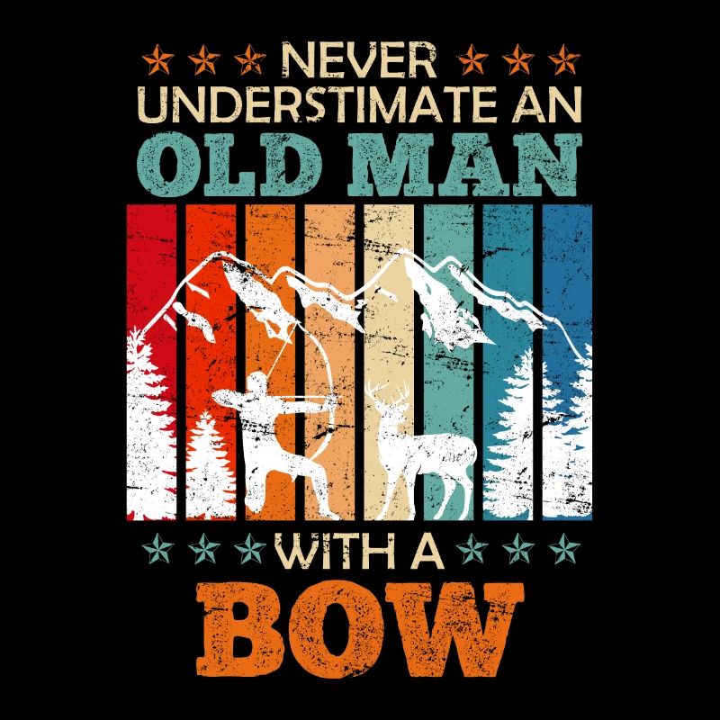 Alter Mann mit Bogen Langbogen Bogenschütze