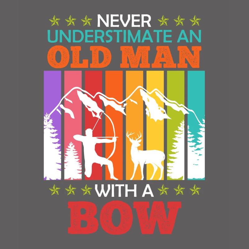 Alter Mann mit Bogen Langbogen Bogenschütze