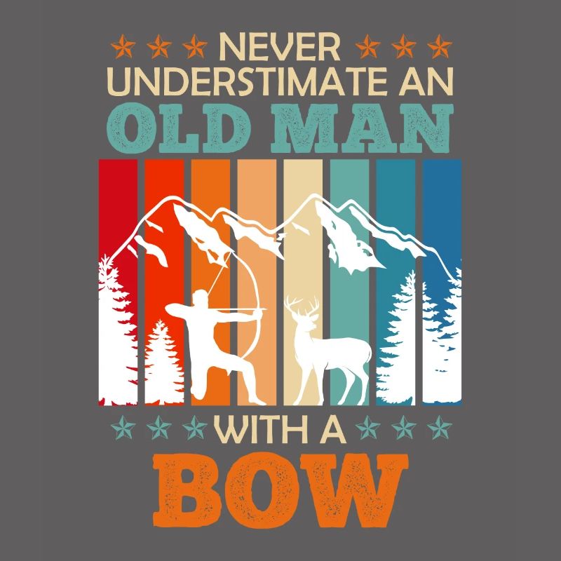 Alter Mann mit Bogen Langbogen Bogenschütze