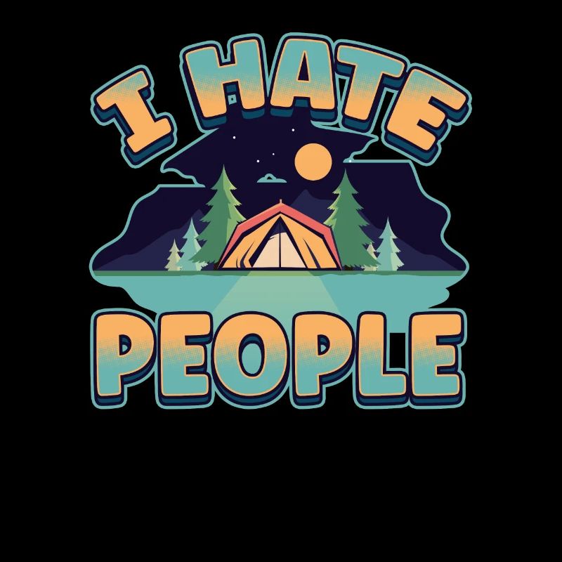 I hate people camping colorful tents campfire