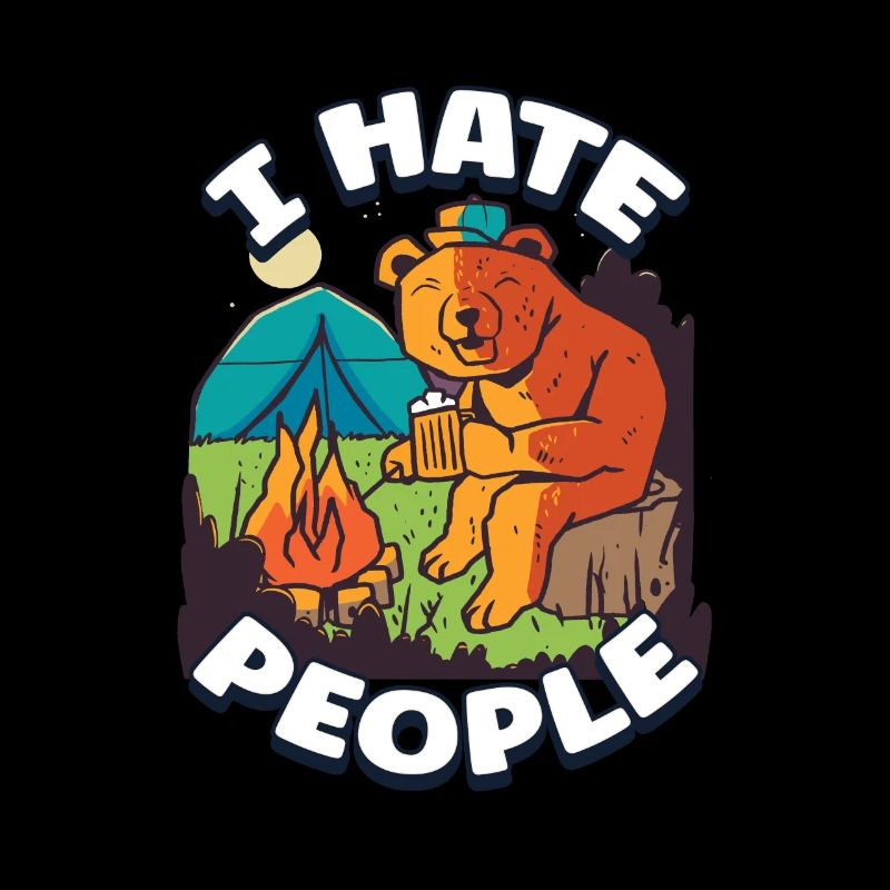 I hate people camping colorful tents campfire
