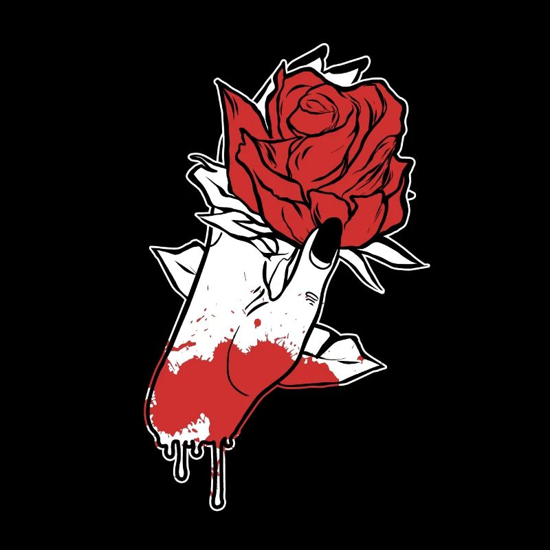 Aesthetic Dark Pattern Hand Bleeding Holding Rose