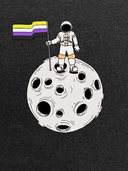 Nonbinary-Astronaut auf dem Mond Nonbinary-Flagge