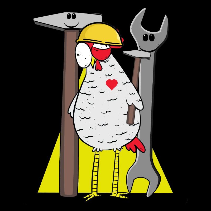 Construction Site Chicken Safety Helmet Tool Builder Hammer