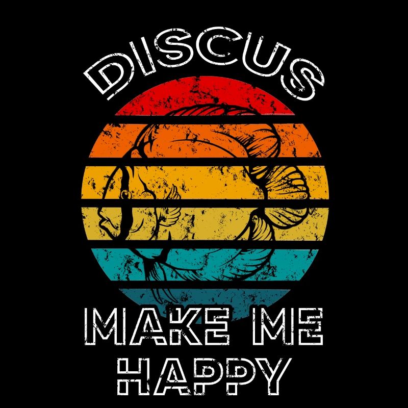 Discus Fish Make Me Happy Retro Sunset Fish Keeper