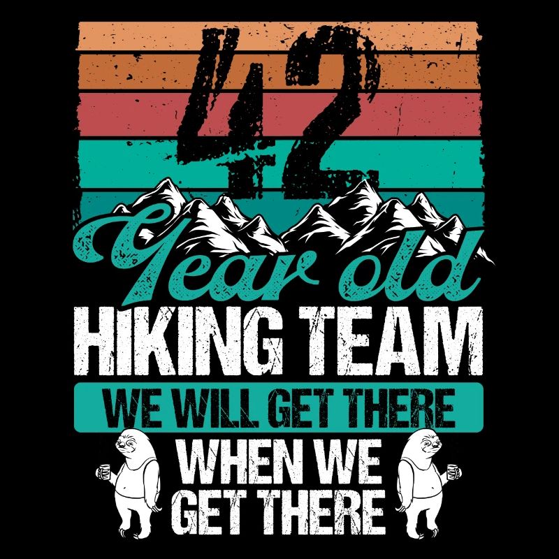 42 Birthday Sloth Hiking Mountains 42 Year Old
