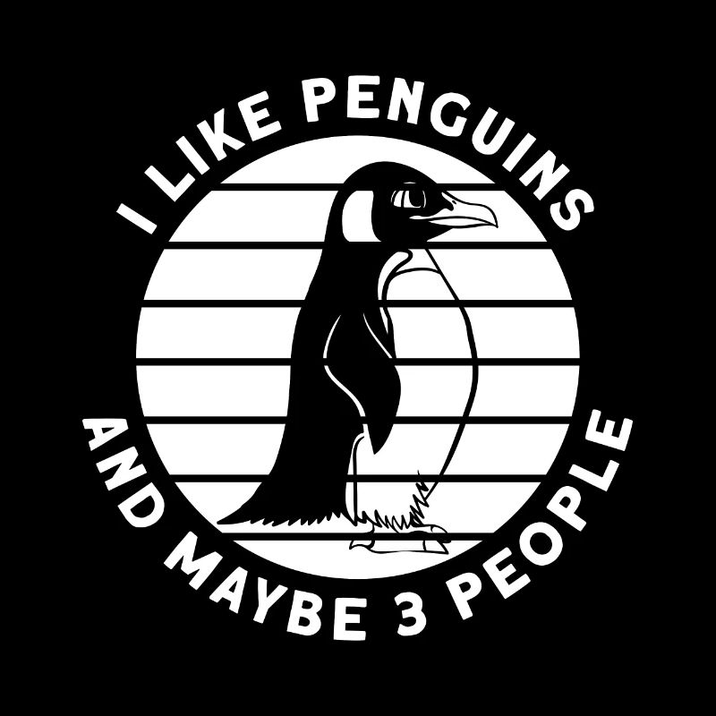 Lustiger Spruch "I Like Penguins" mit Pinguin-Moti