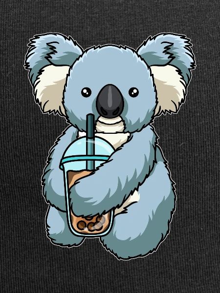 Koala drinks bubble tea
