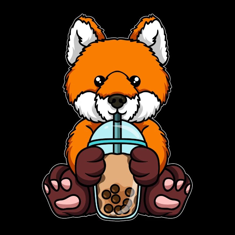 Fox drinks bubble tea
