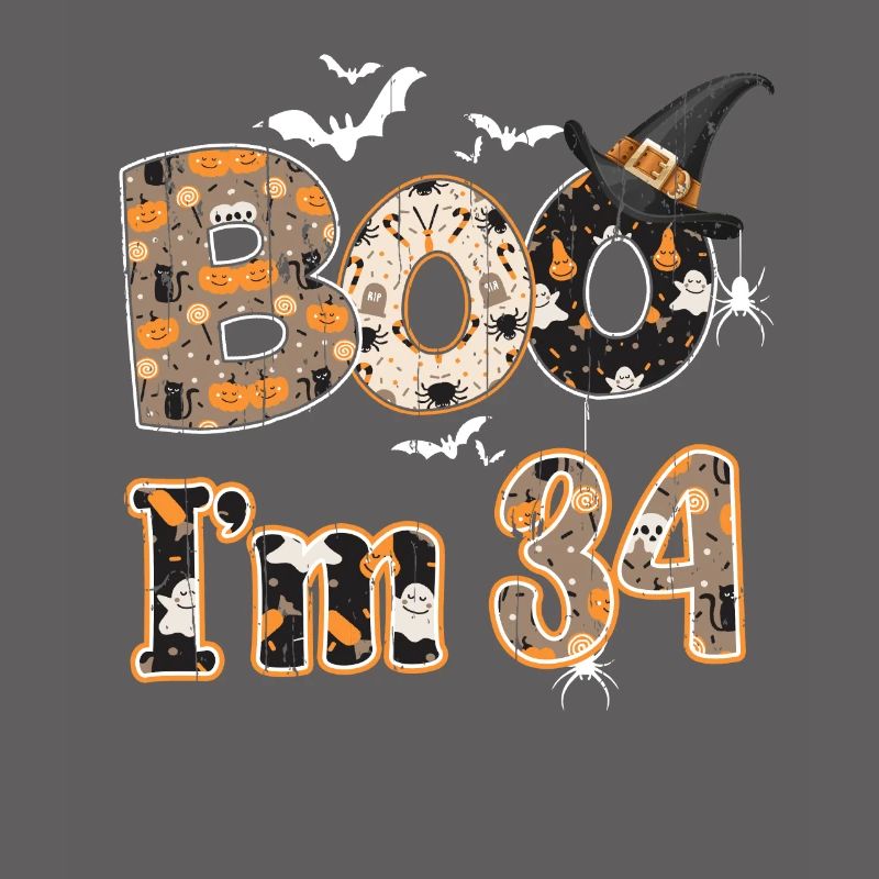 Halloween Pattern Ghost Creatures Birth Age 34