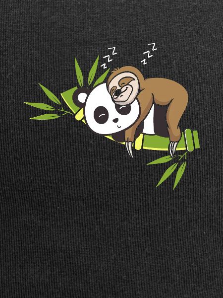 Sloth sits on panda