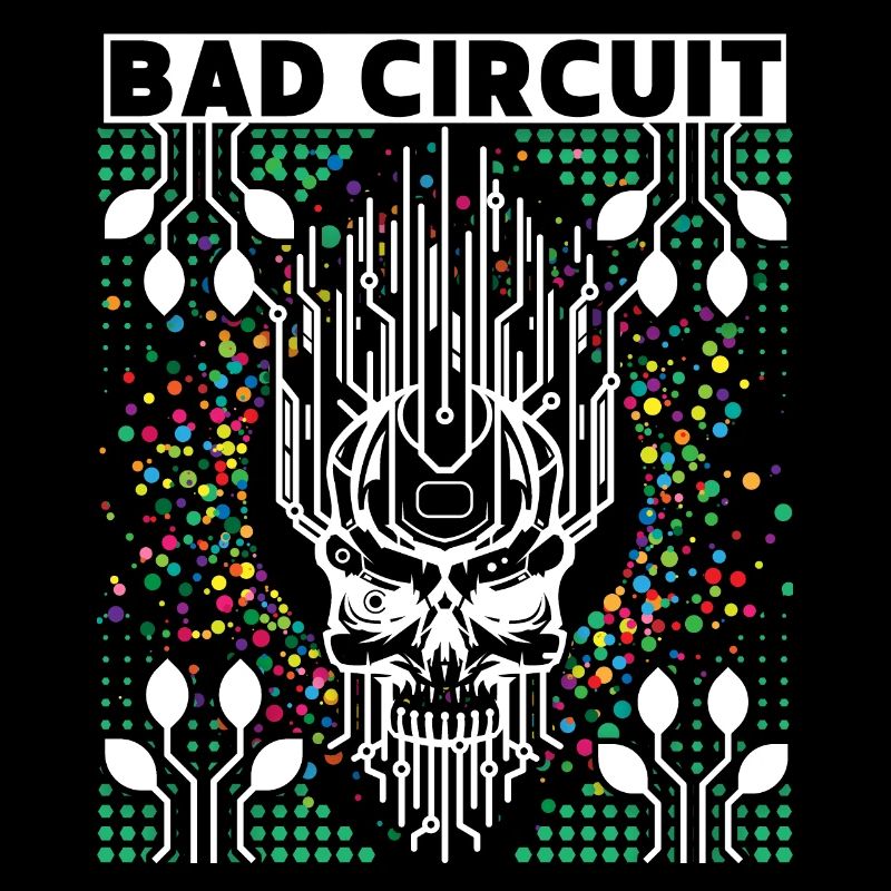 Computer board, circuit, skull saying
