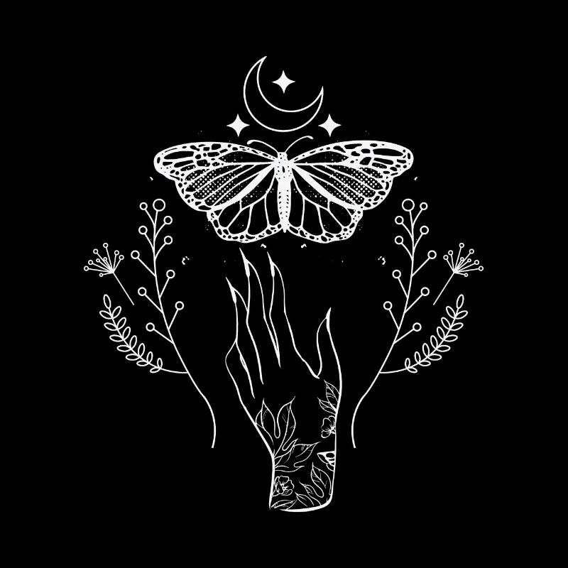 Art au trait de la lune du papillon céleste