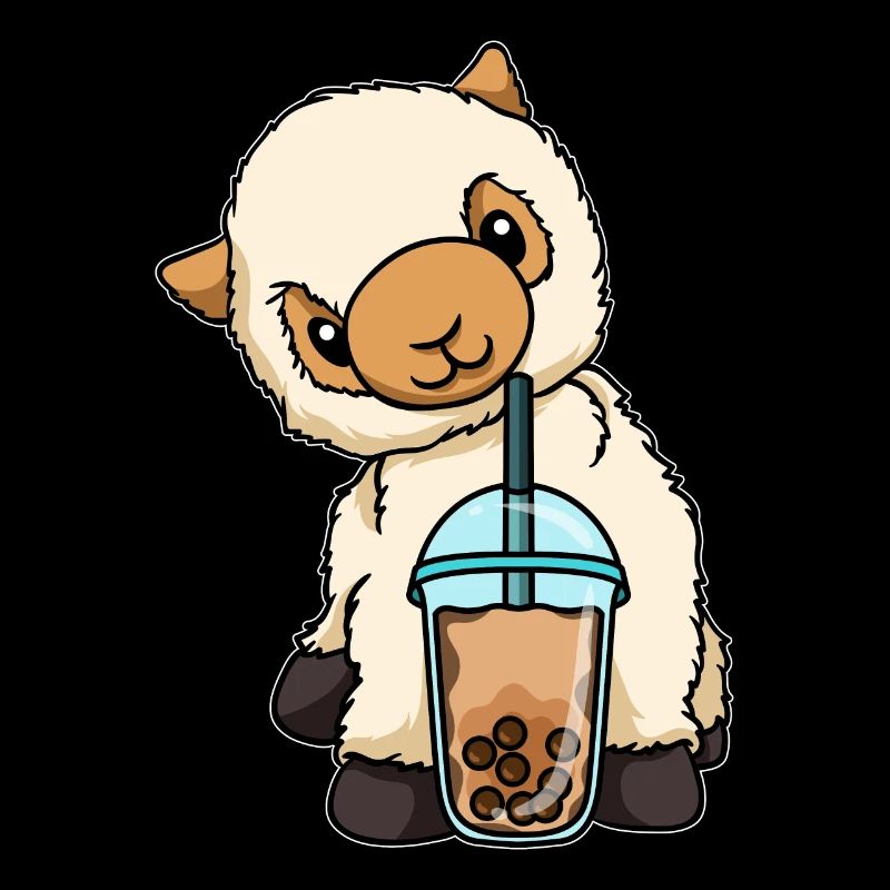 Lama drinks bubble tea