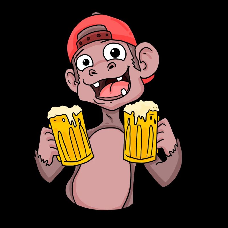 Affe mit Biergläser