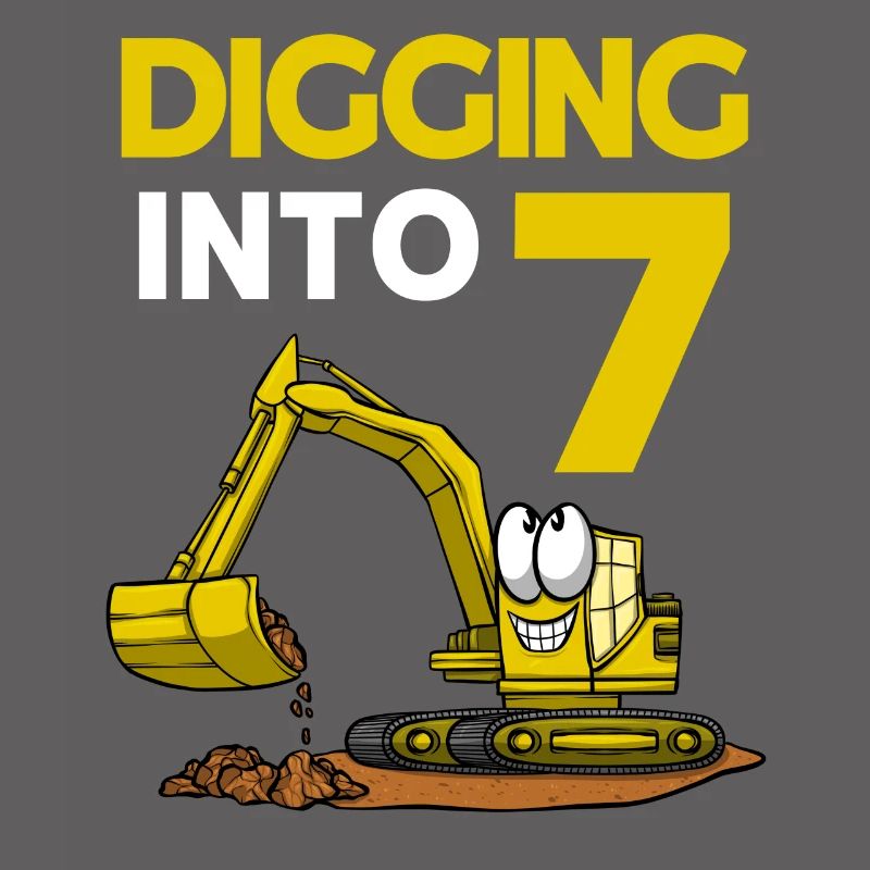 Excavator Driver Digging Into 7 Birthday Excavator