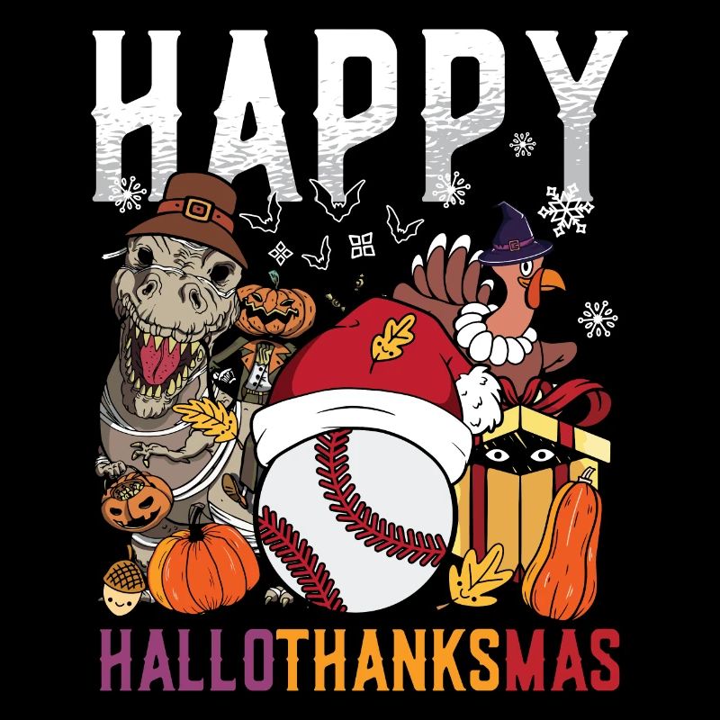 Hellothanksmas Baseball Halloween Christmas