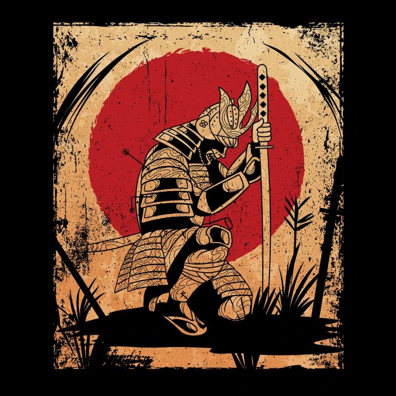 Samurai Japanische Kunst Vintage Kämpfer Retro