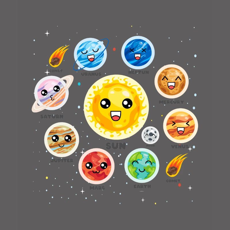 Solar System Planets Science Cute Realistic Space