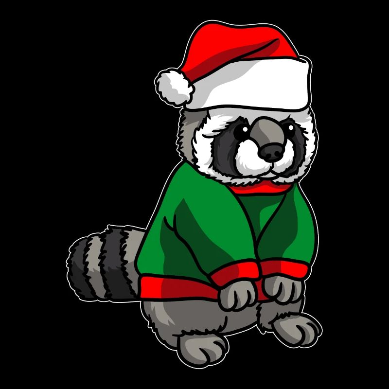 Waschbär mit Weihnachtsmütze Weihnachtskostüm