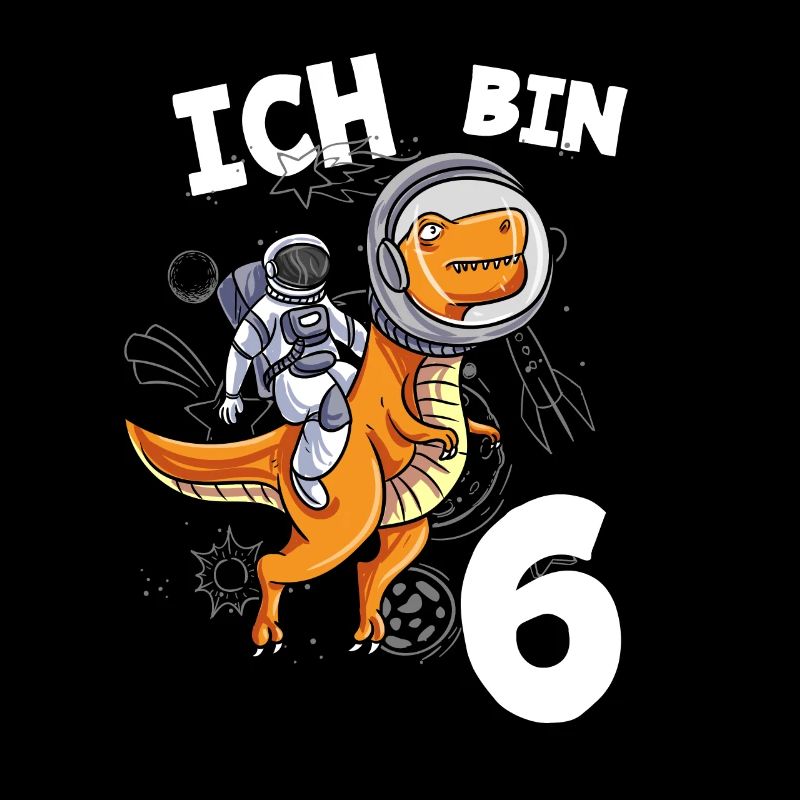 Ich bin 6 Jahre Weltall Dino 6. Geburtstag