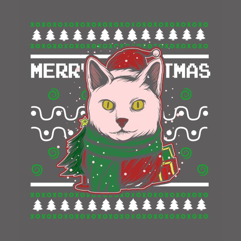 Moche pull de Noël Tshirt chat de Noël