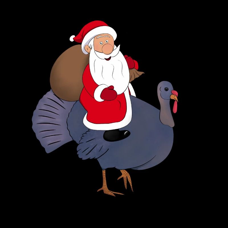 Le Père Noël chevauche une dinde Joyeux Noël