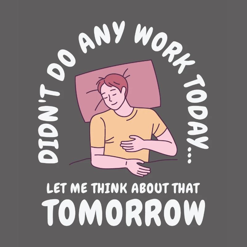 Procrastinator Work Sleeping Line Art Drawing